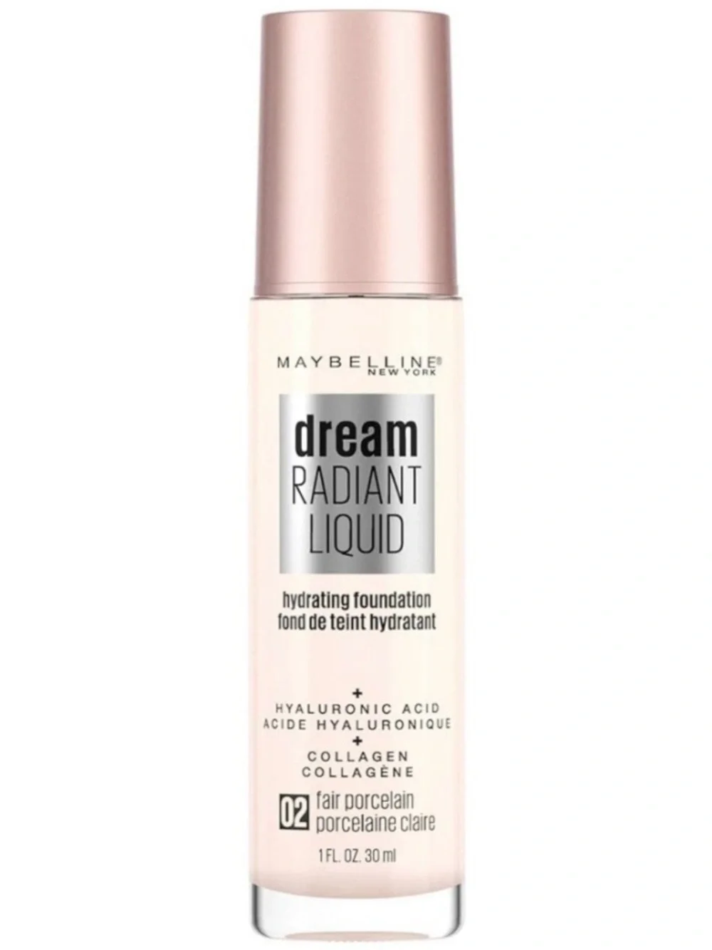 Maybelline 02 Fair Porcelain Dream Radiant Liquid Hydrating Foundation 1oz